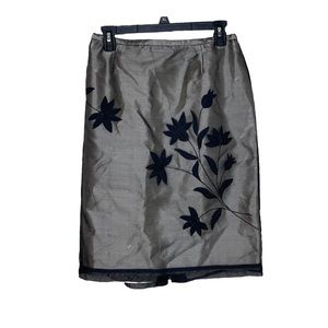Coldwater Creek Black Floral Pencil Skirt